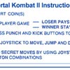 Mortal Kombat 2 Instruction Card